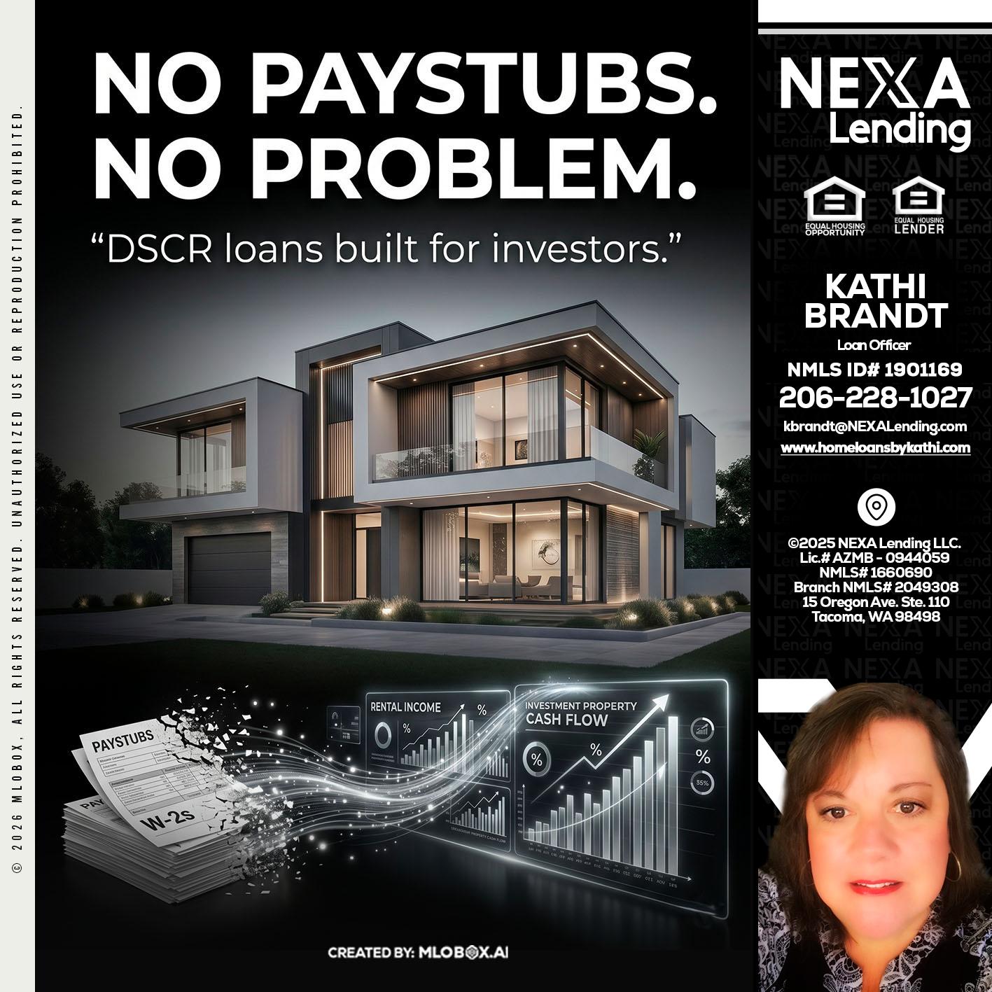 no paystub - Kathi Brandt -Mortgage Loan Originator