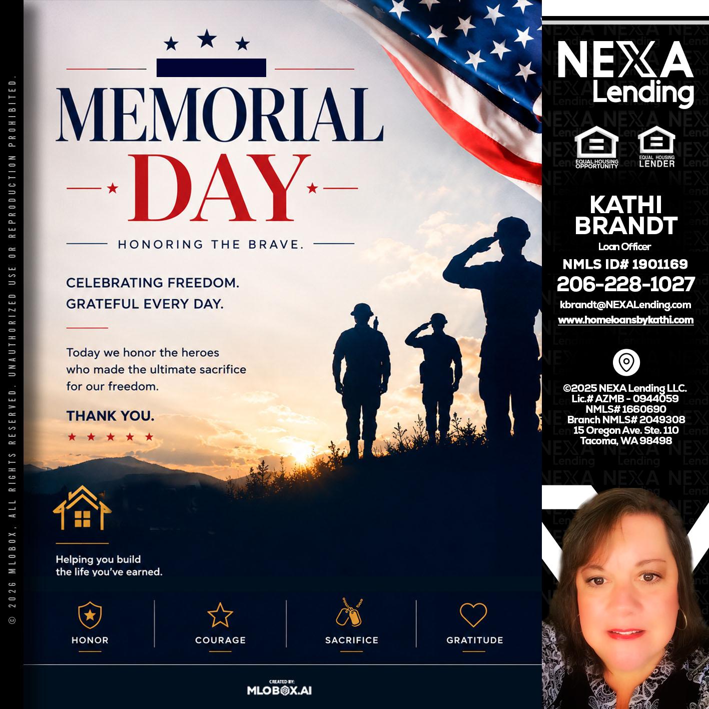 MEMORIAL DAY - Kathi Brandt -Mortgage Loan Originator