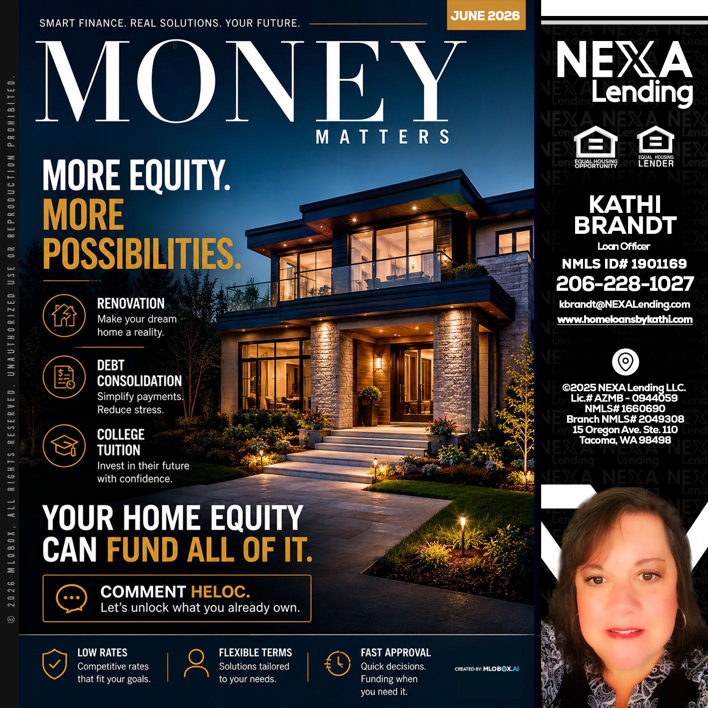 MONEY MATTERS - Kathi Brandt -Mortgage Loan Originator