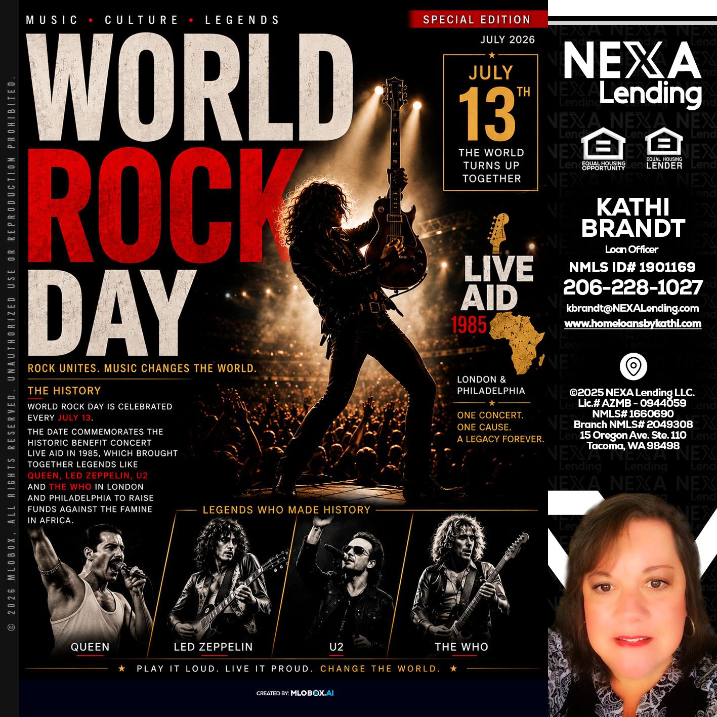 WORLD ROCK MUSIC DAY - Kathi Brandt -Mortgage Loan Originator